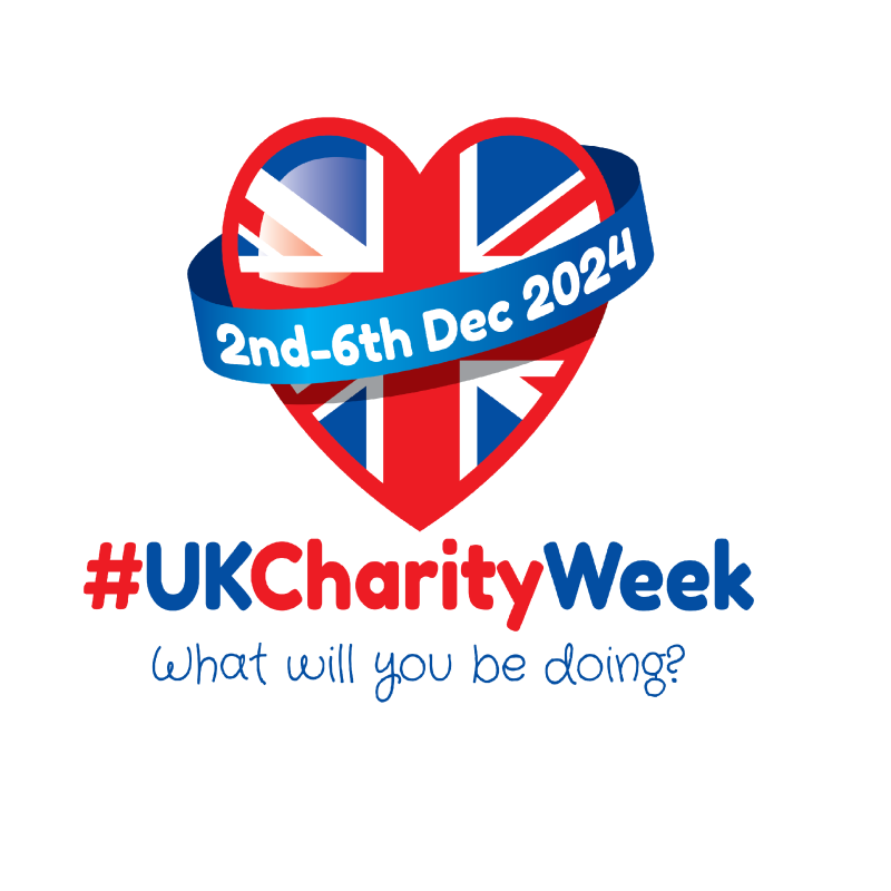 UK Charity Week Logo of Union Jack inset heart and text: 2nd - 6th December, What will you be doing?