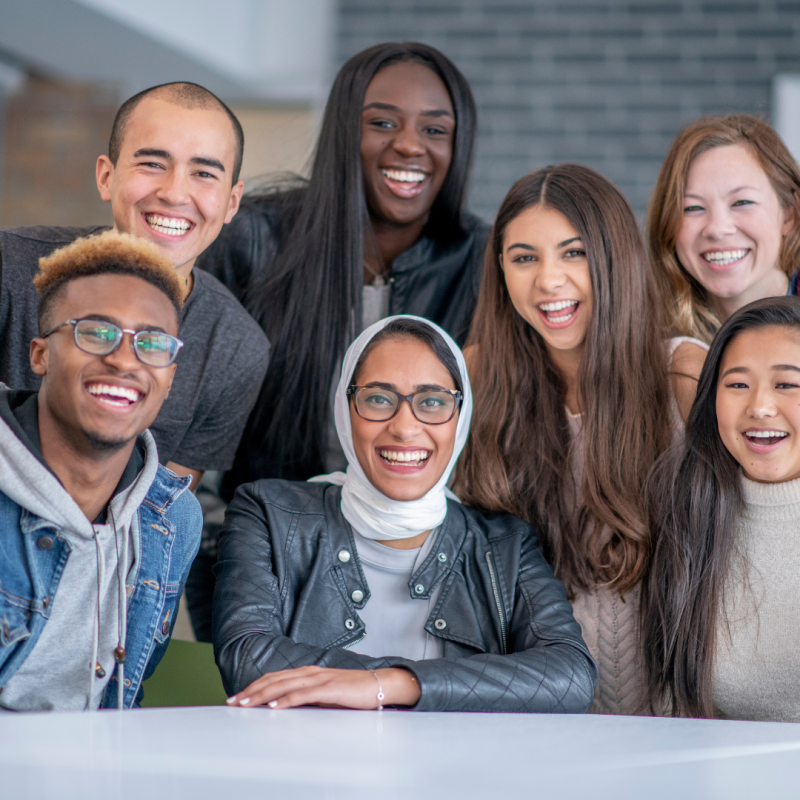 Diverse people smiling together 